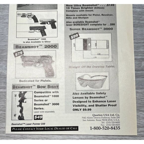 Beamshot Laser Sights Vintage Print Ad 1990s Firearms Accessories Quarton USA - Picture 5 of 6